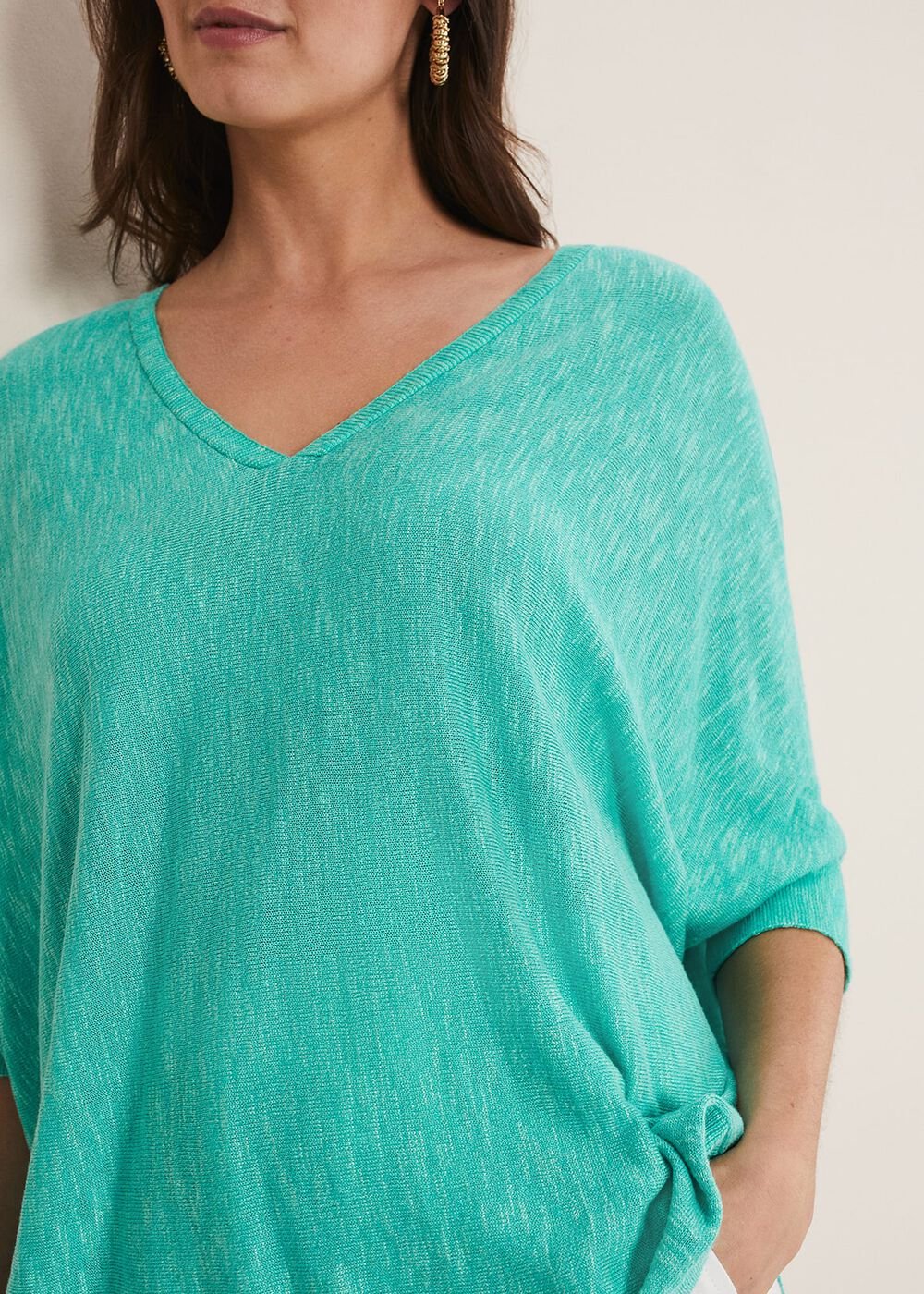 Larisa V Neck Knit - Aqua