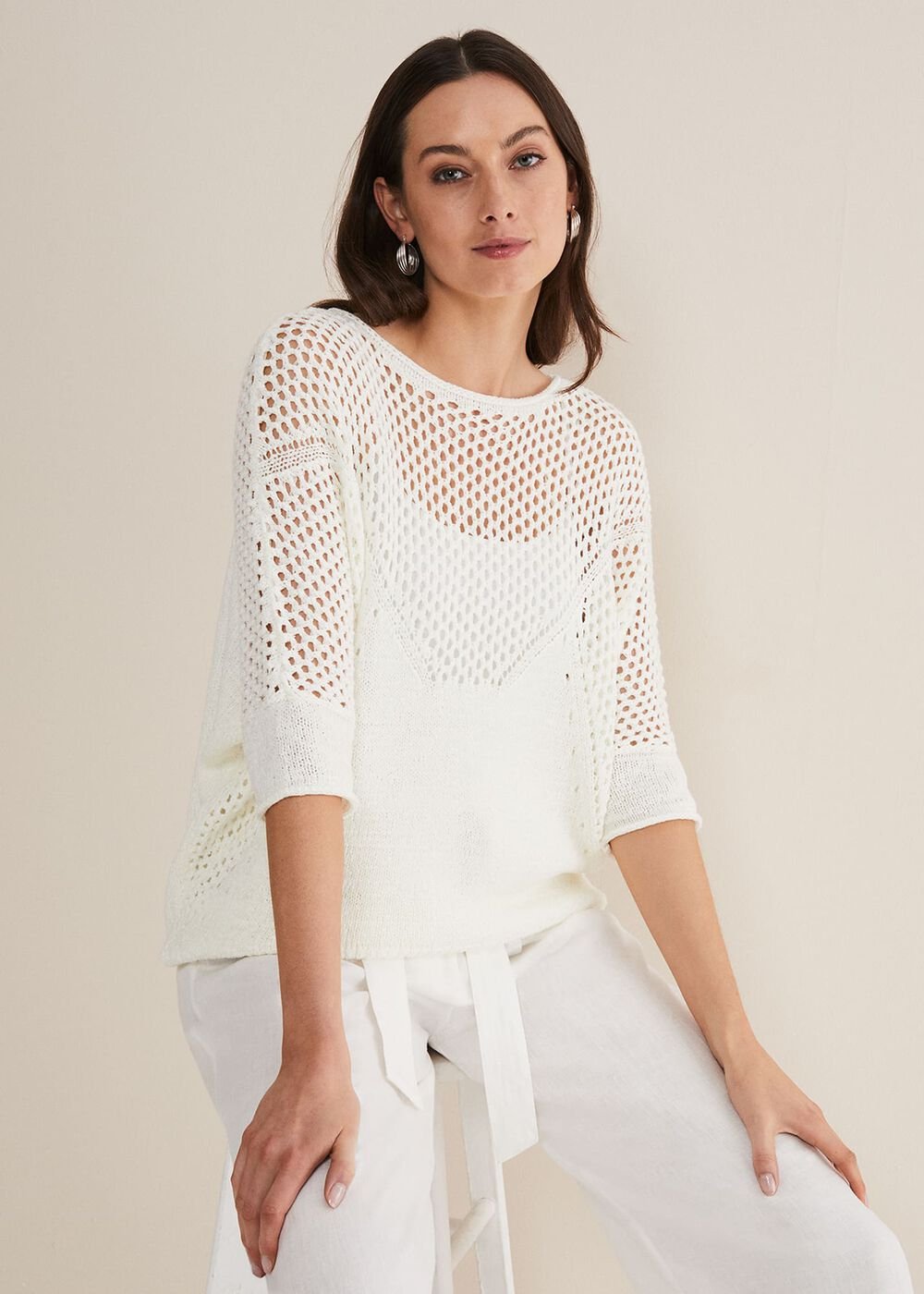 Sophie Honeycomb Tape Knit - Ivory