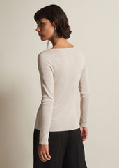 Ciara Cut Out Lurex Knitted Top - Neutral