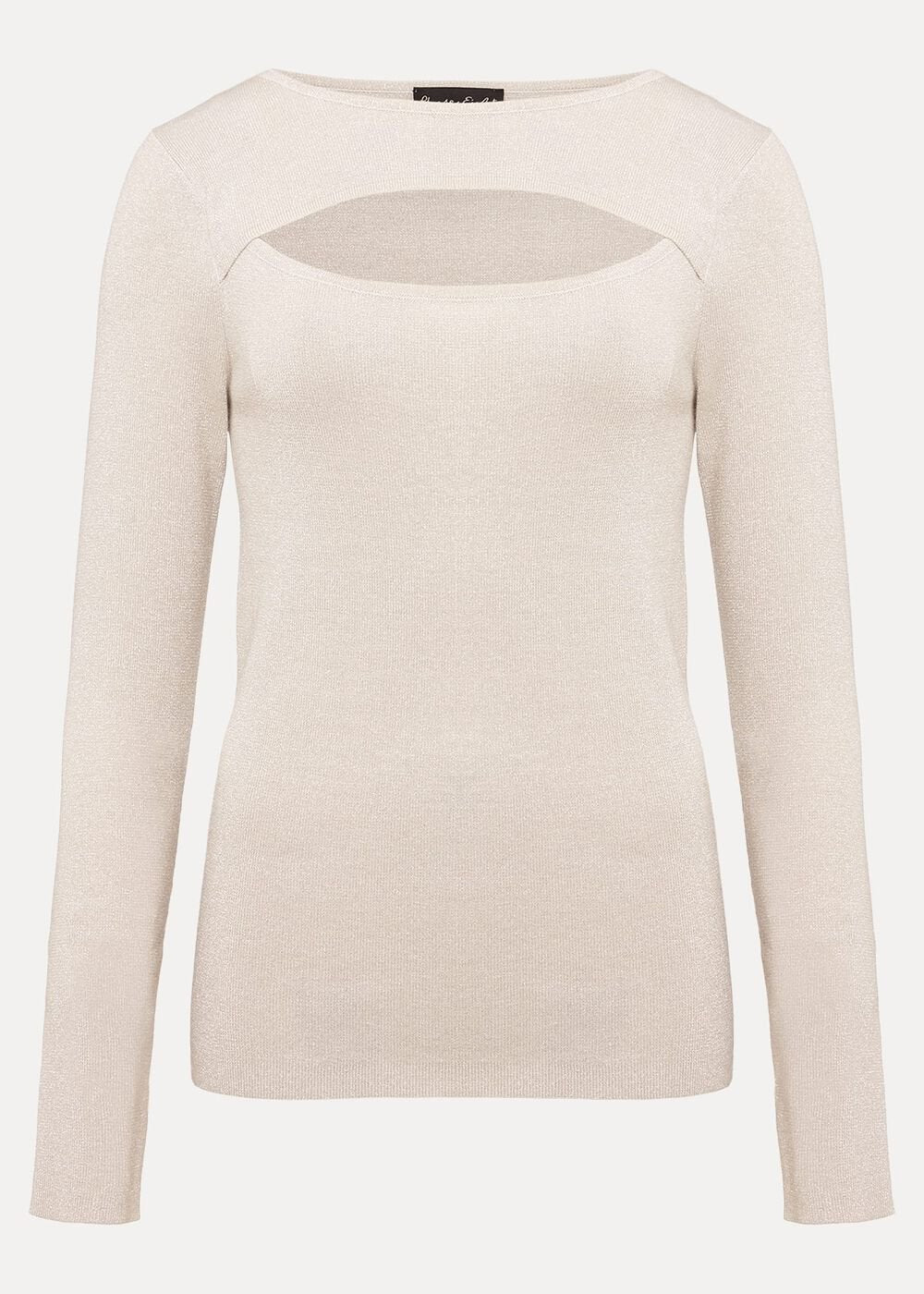 Ciara Cut Out Lurex Knitted Top - Neutral
