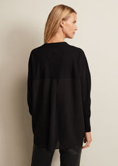Flora Black V-Neck Fine Knit Top - Black