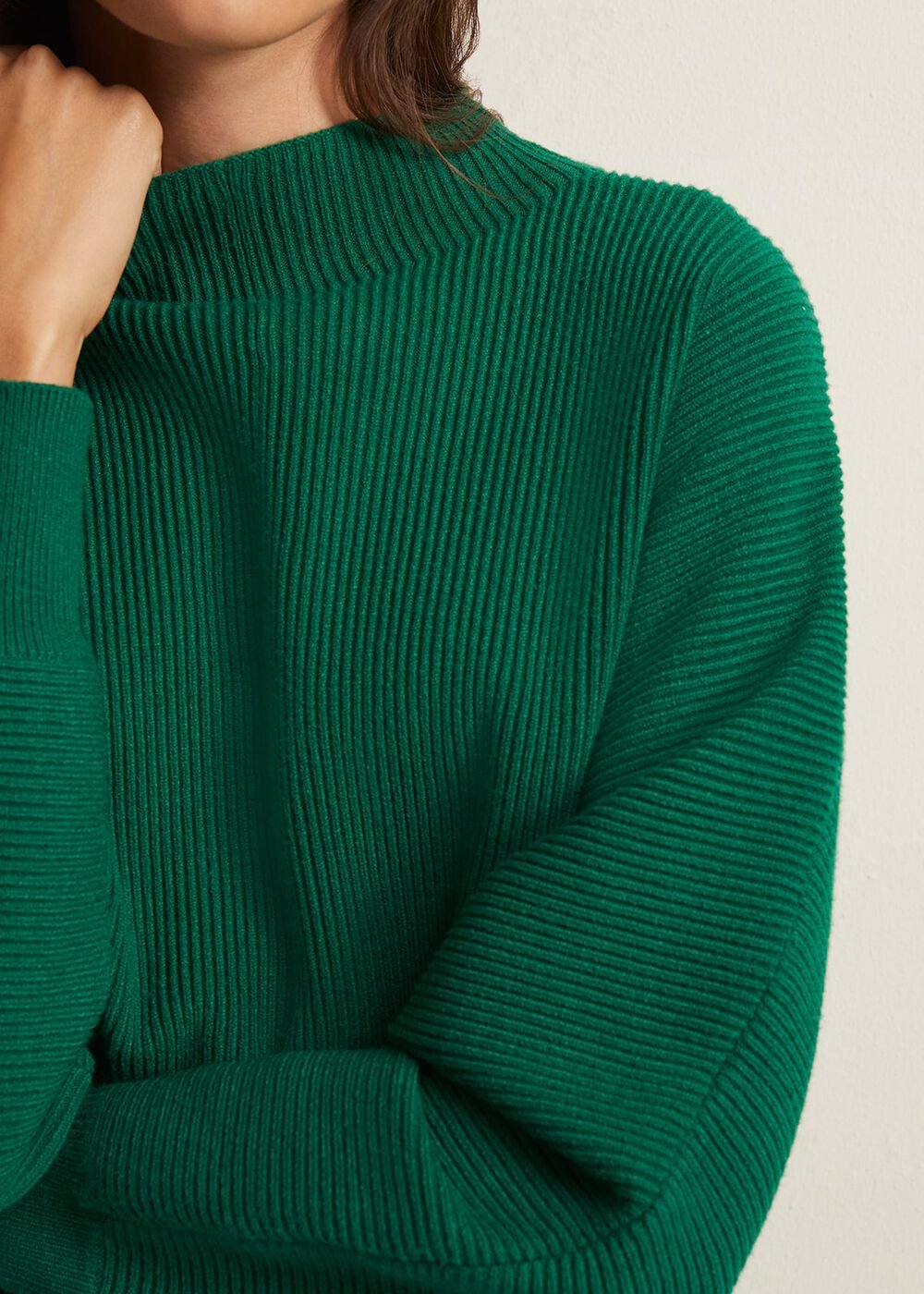Hannah Green Ribbed Jumper - Green