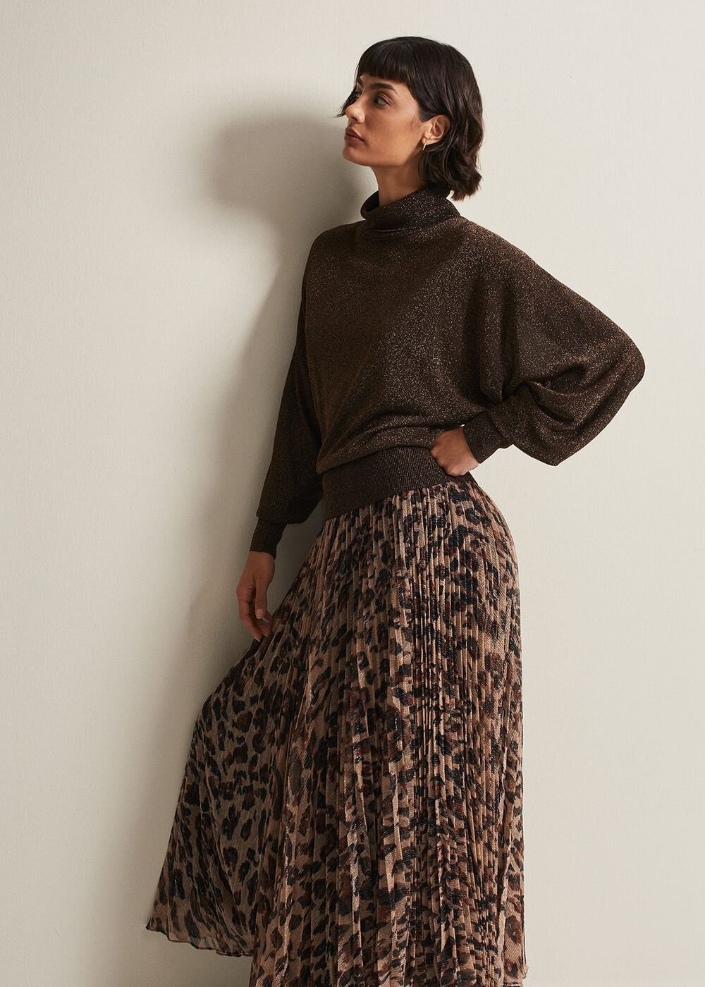 Annalise Lurex Batwing Jumper - Bronze
