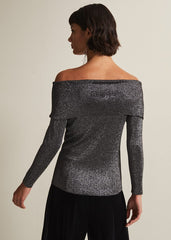 Iris Bardot Knitted Top - Black
