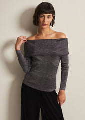 Iris Bardot Knitted Top - Black