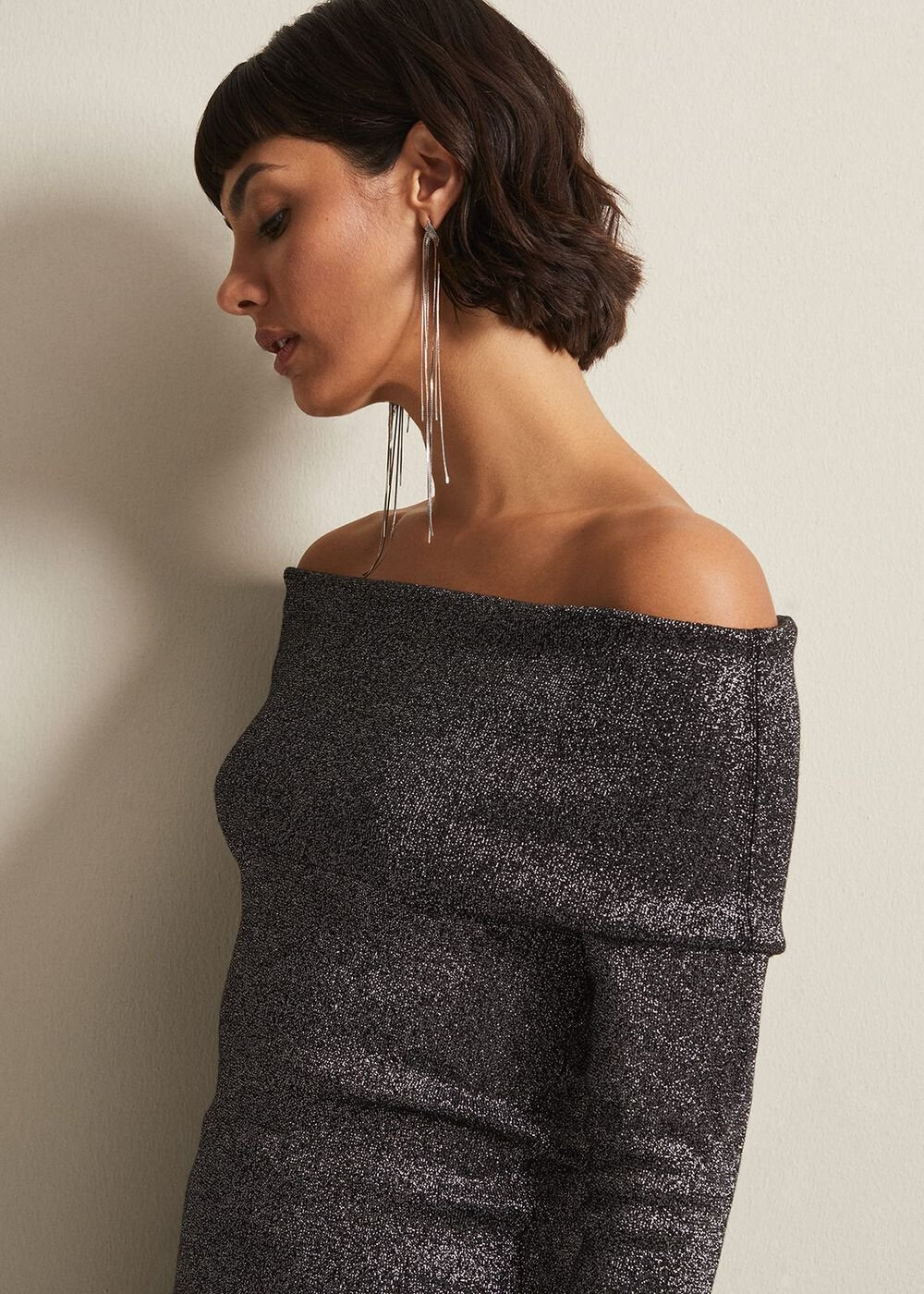 Iris Bardot Knitted Top - Black