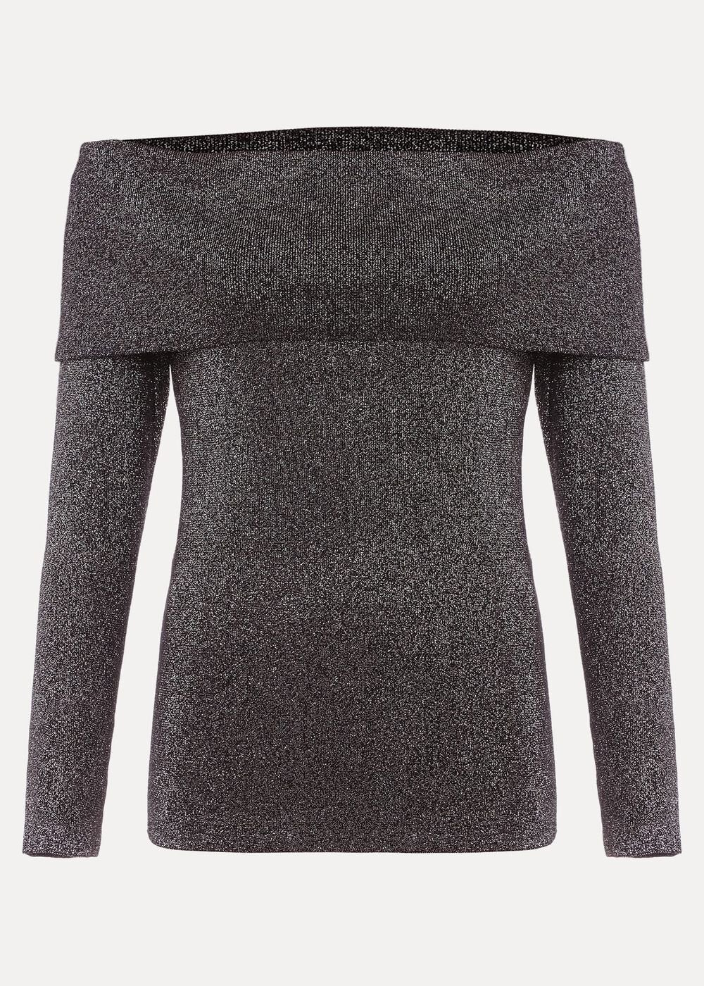 Iris Bardot Knitted Top - Black
