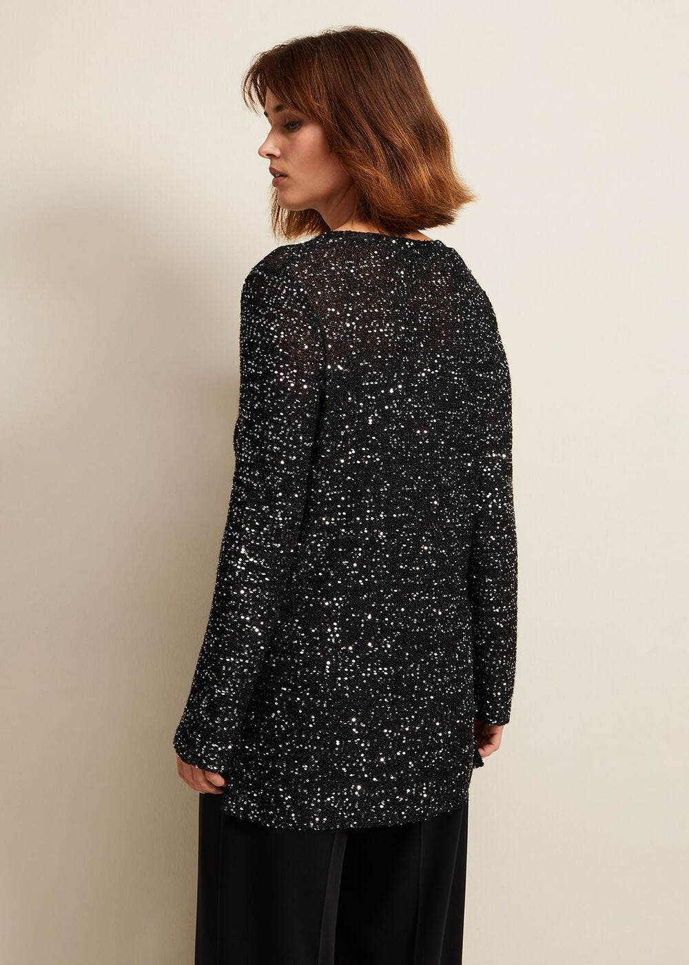Juanna Sequin Knitted Top - Black