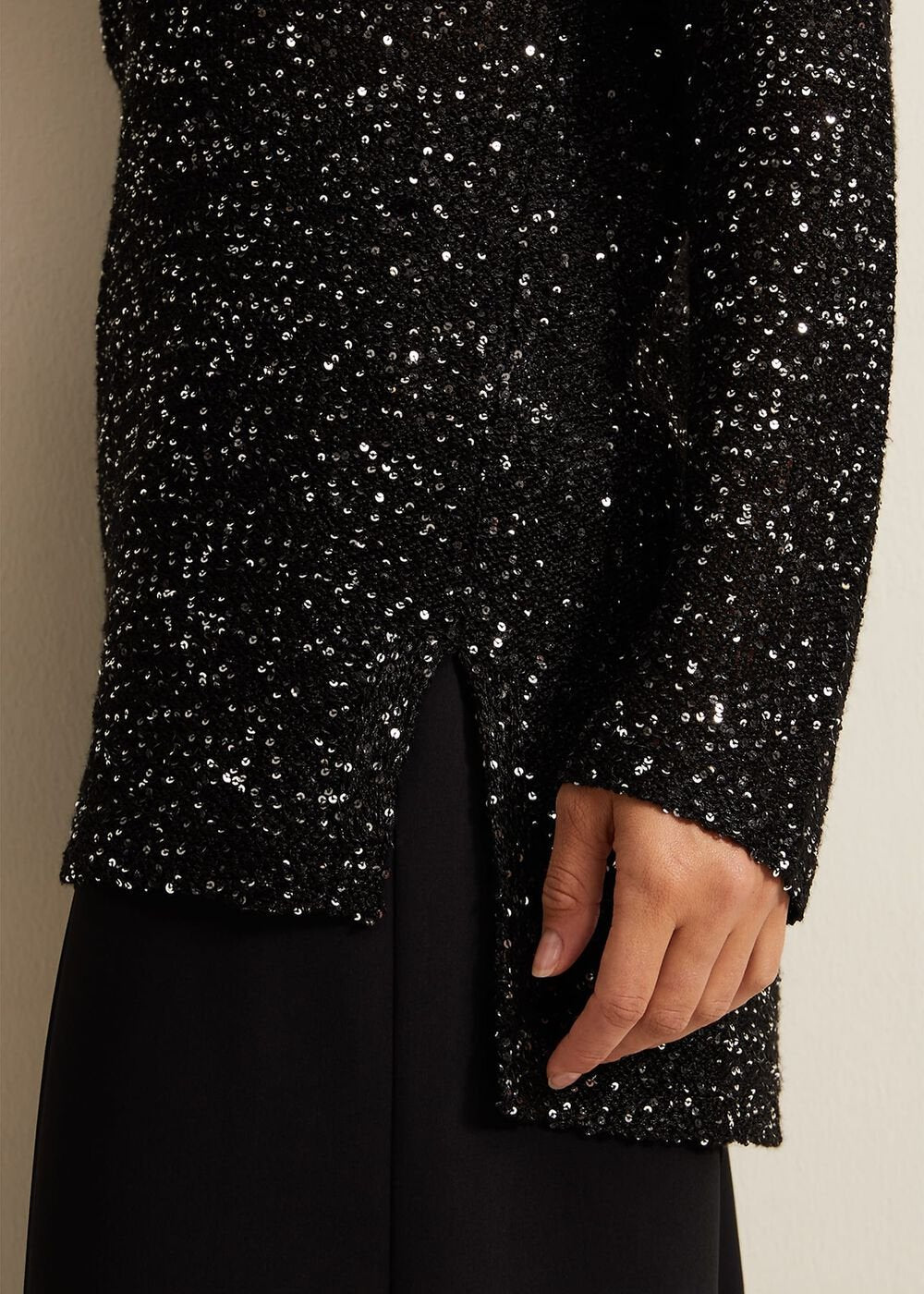 Juanna Sequin Knitted Top - Black
