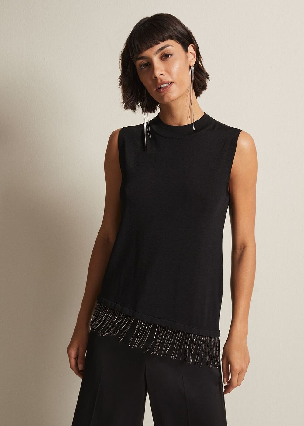 Alara Diamante Sleeveless Top - Black