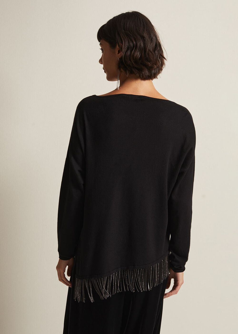 Mellia Fine Knit Diamante Top - Black