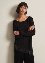 Mellia Fine Knit Diamante Top - Black