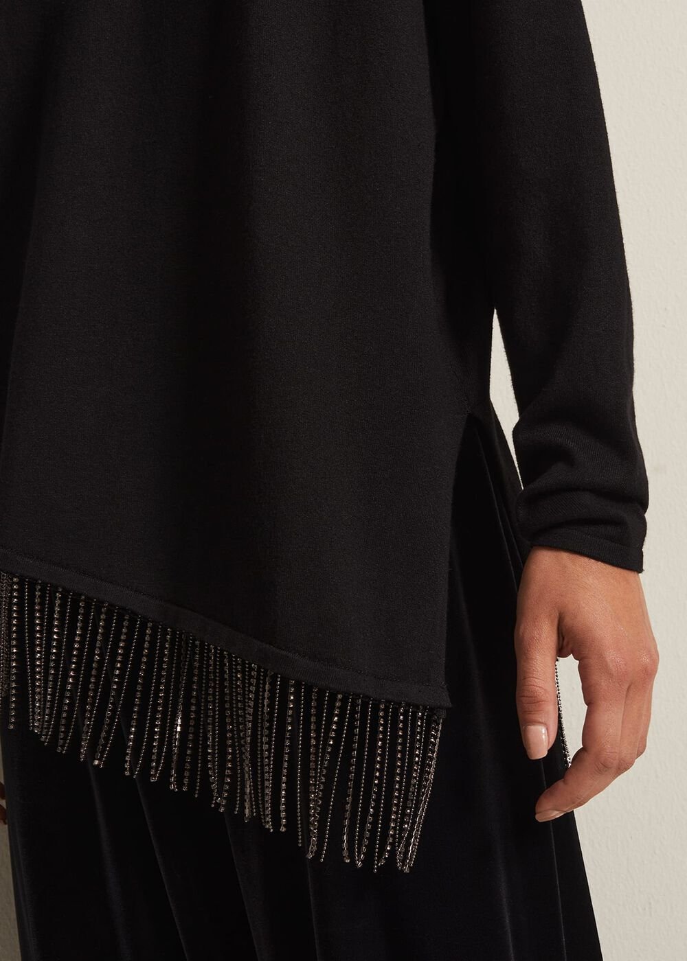 Mellia Fine Knit Diamante Top - Black