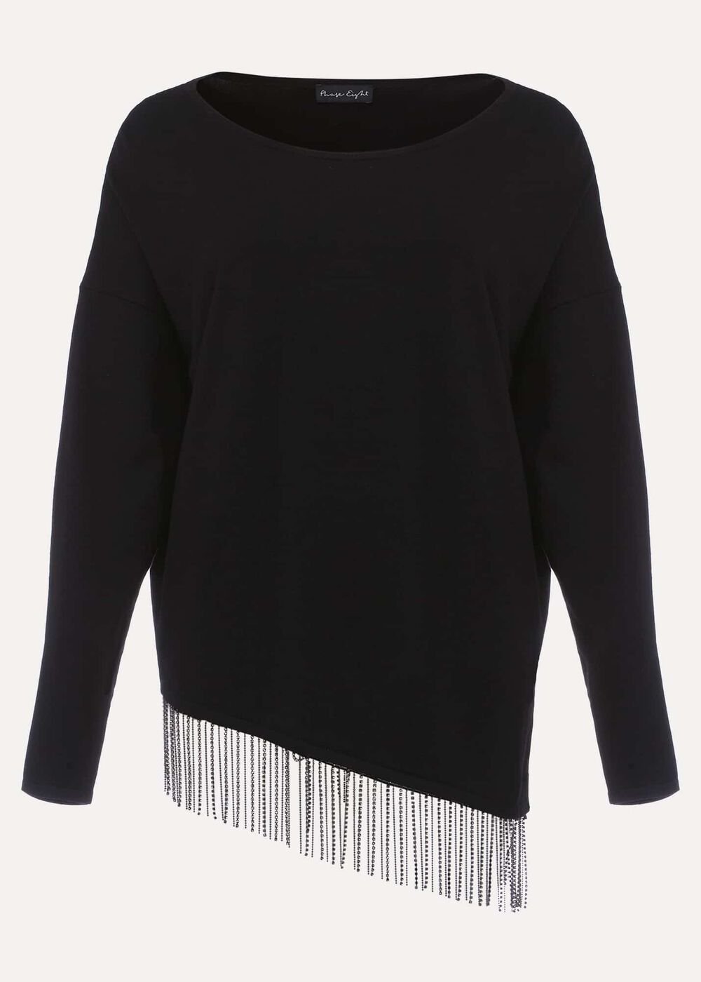 Mellia Fine Knit Diamante Top - Black
