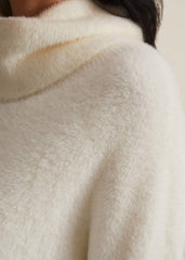 Natalia Fluffy Roll Neck Knit - Winter White