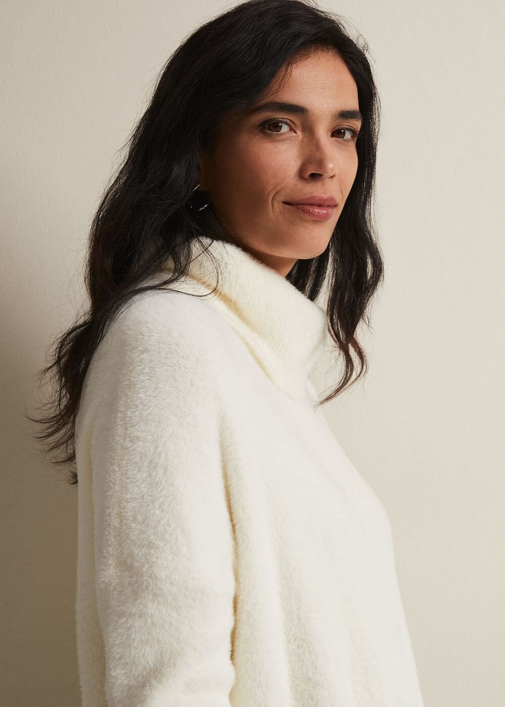 Natalia Fluffy Roll Neck Knit - Winter White