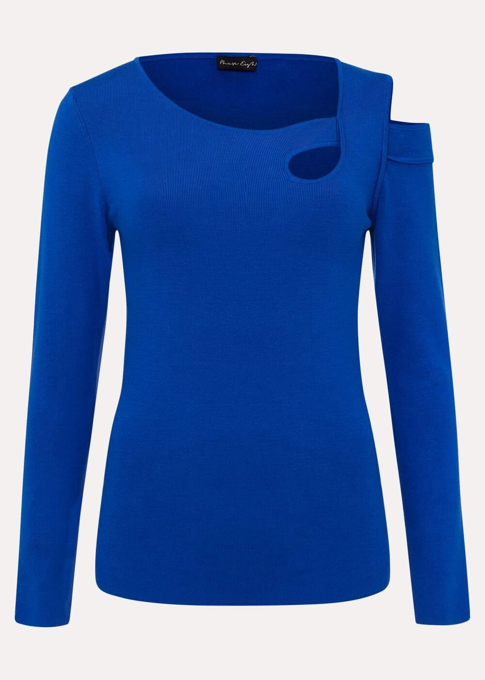Wren Black Cut Out Knitted Top - Blue