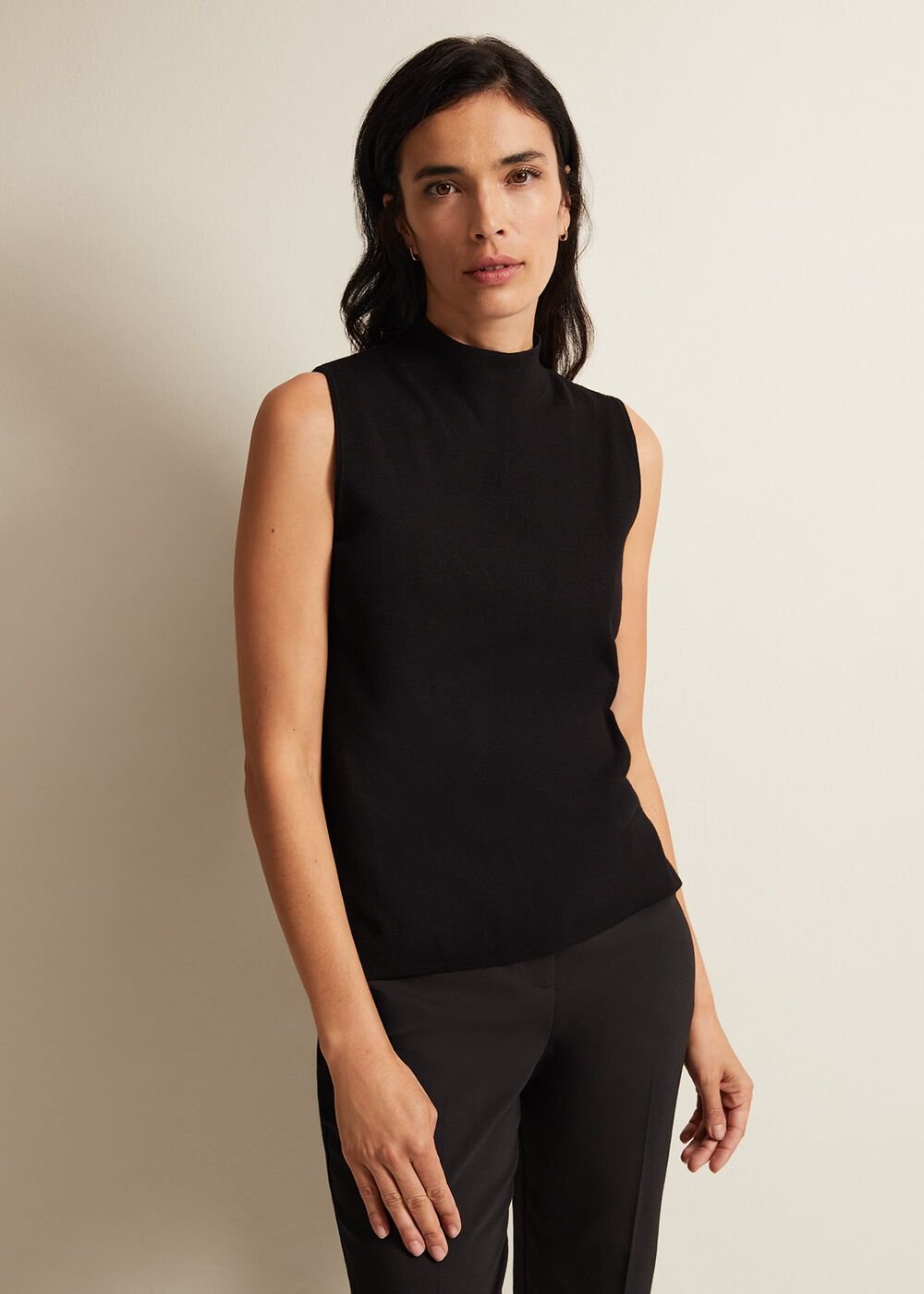 Miley Sleevless Funnel Neck Tank - Black