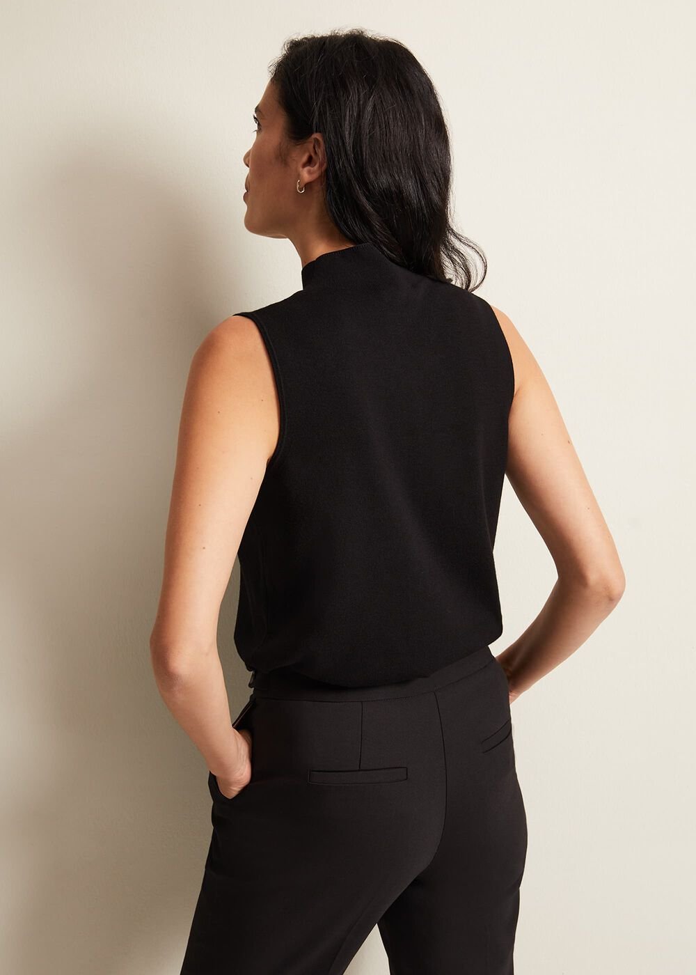 Miley Sleevless Funnel Neck Tank - Black