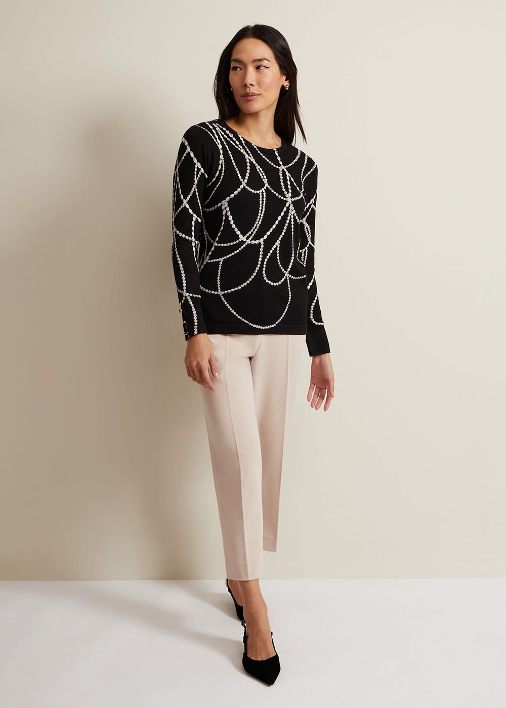 Jaelyn Pearl Print Jumper - Black