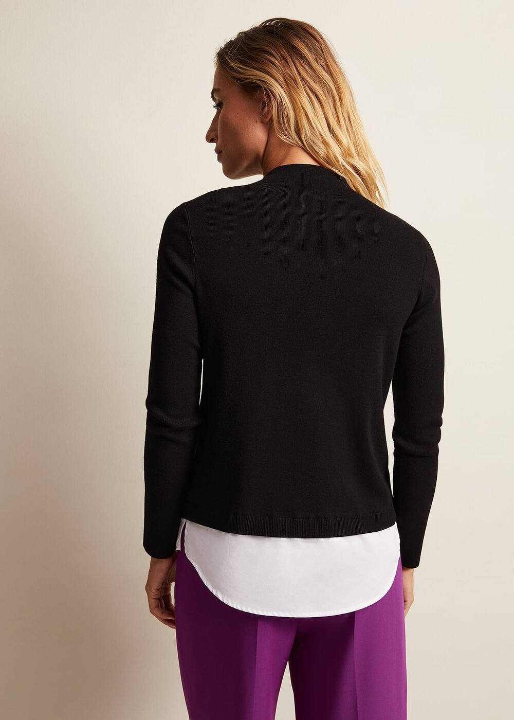 Teegan Turtle Neck Shirt Jumper - Black/Ivory