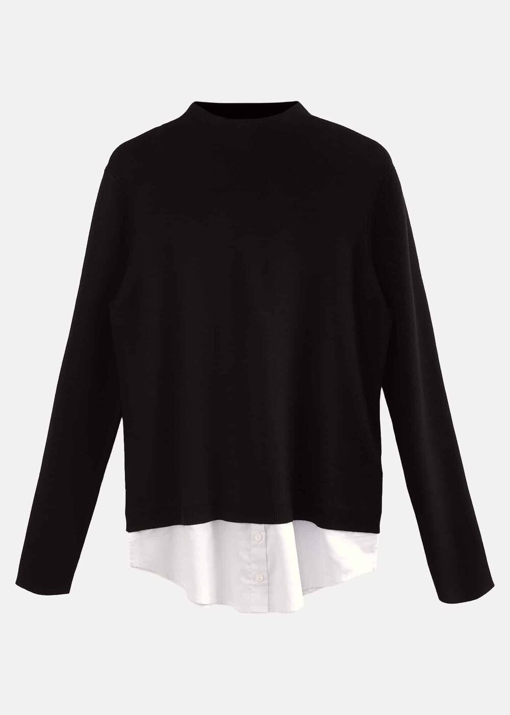 Teegan Turtle Neck Shirt Jumper - Black/Ivory