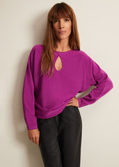 Letina Slinky Keyhole Knit Jumper - Purple