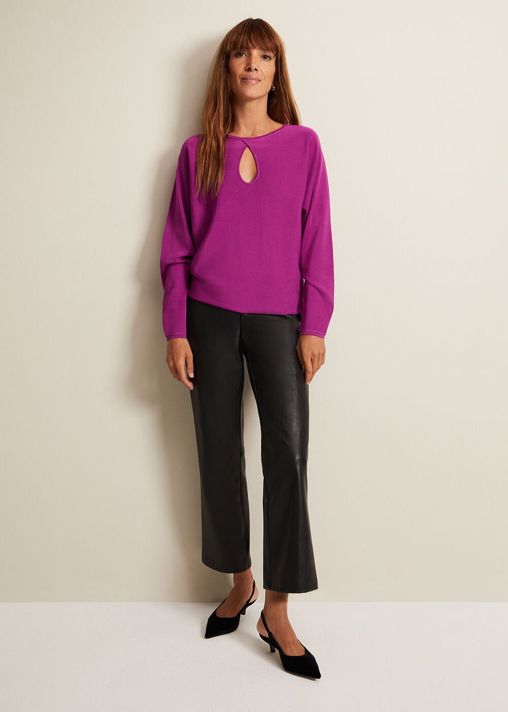 Letina Slinky Keyhole Knit Jumper - Purple