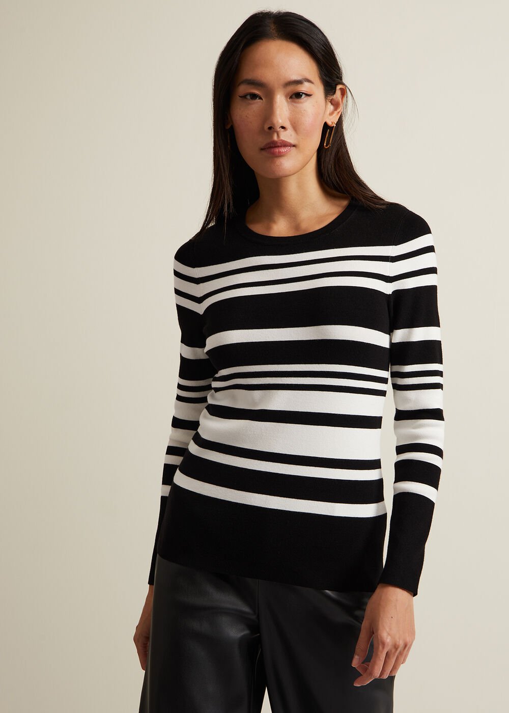 Serena Stripe Jumper - Black/White
