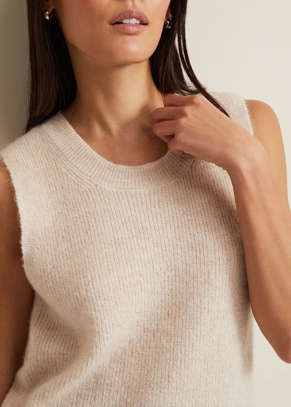 Daniella Mohair Knitted Tank - Stone