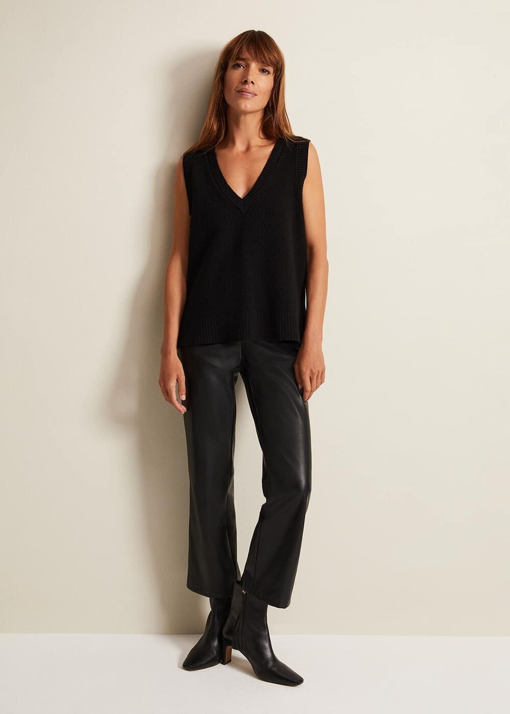 Marianna V Neck Tank - Black