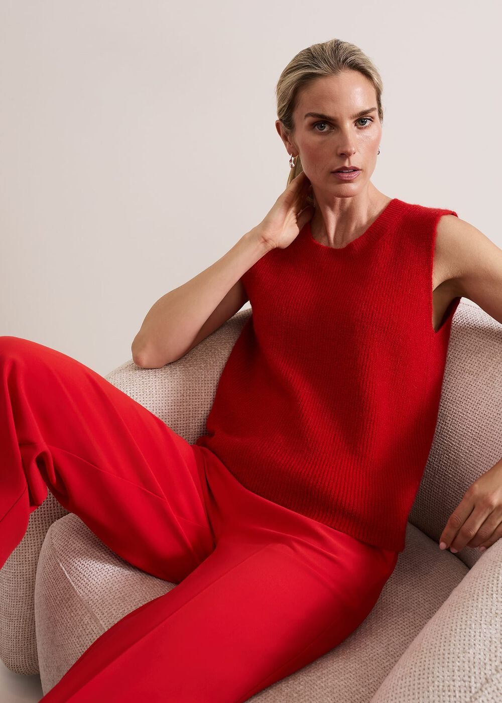 Daniella Mohair Knitted Tank - Red