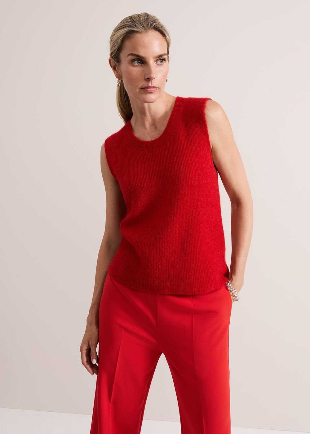 Daniella Mohair Knitted Tank - Red