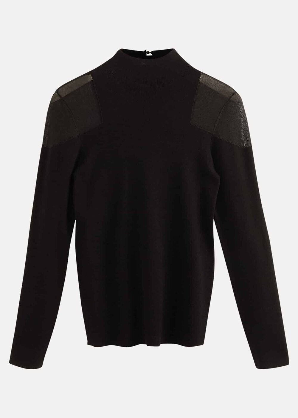 Amiee Sheer Cold Shoulder Knit Panel Top - Black