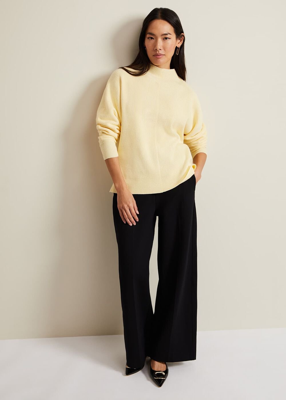 Hannah Funnel Neck Jumper - Yellow