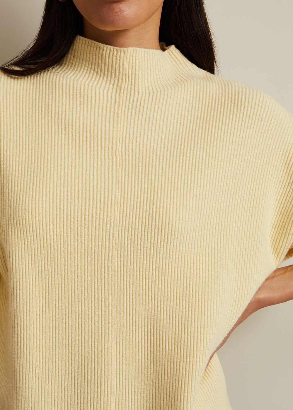 Hannah Funnel Neck Jumper - Yellow