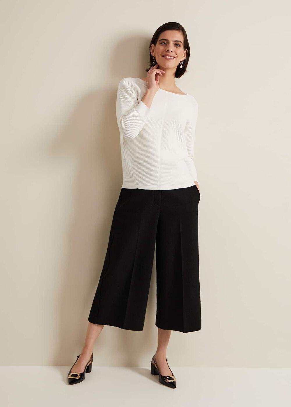Nellie Ripple Stitch Jumper - Ivory