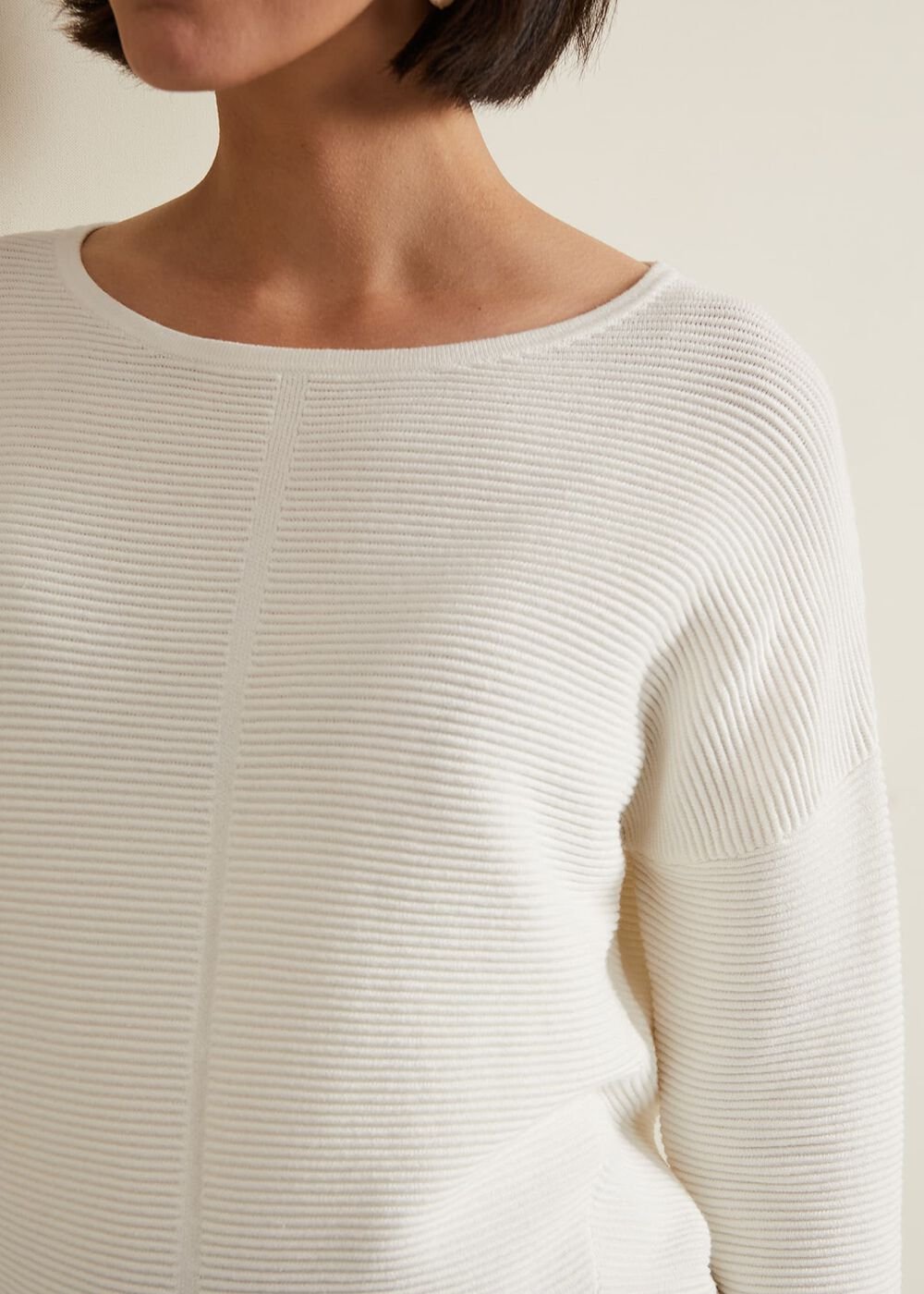 Nellie Ripple Stitch Jumper - Ivory