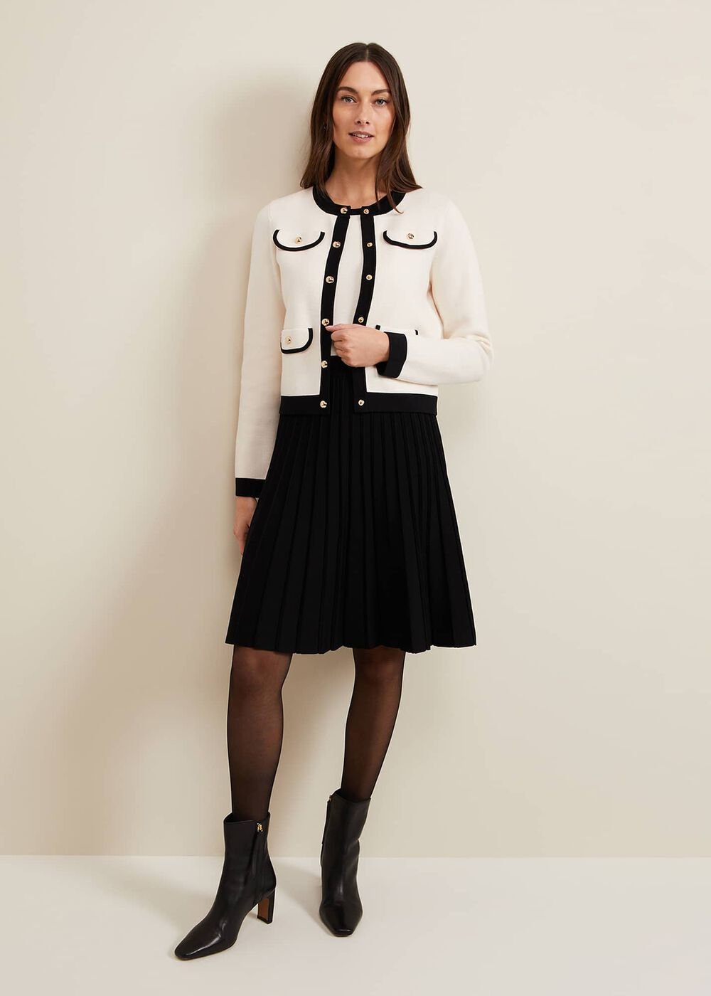 Libby Knit Jacket - Black/Ivory