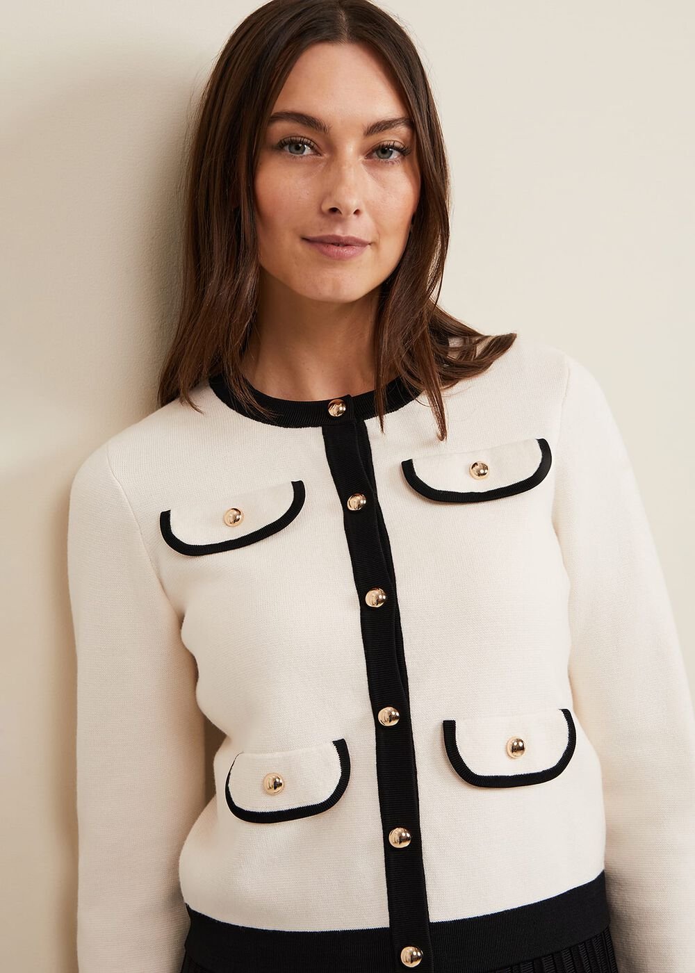 Libby Knit Jacket - Black/Ivory