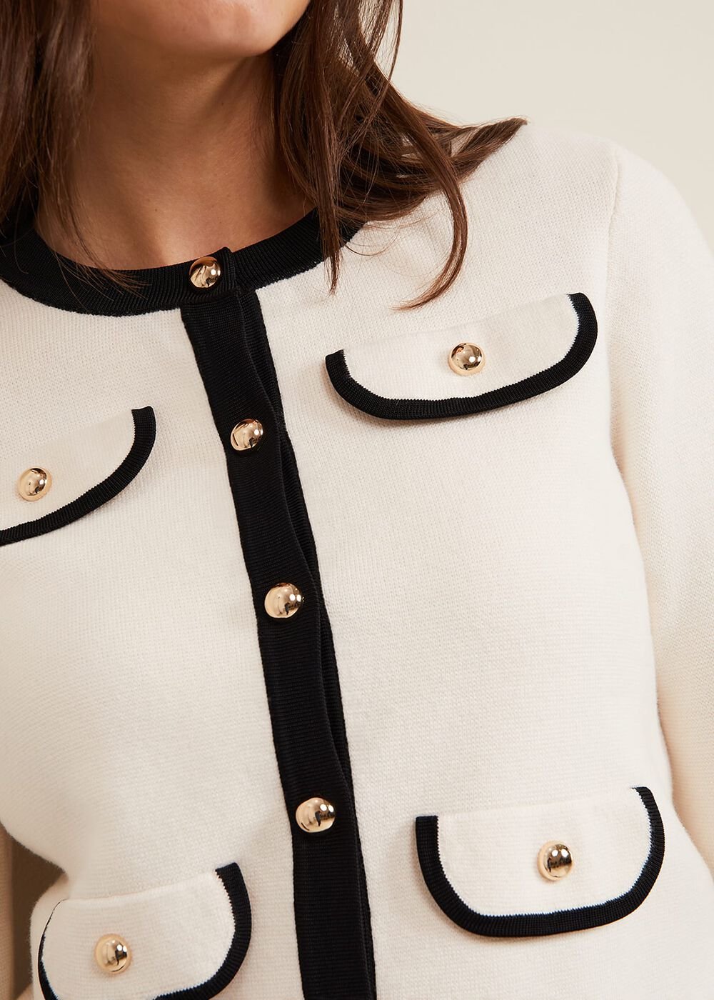 Libby Knit Jacket - Black/Ivory