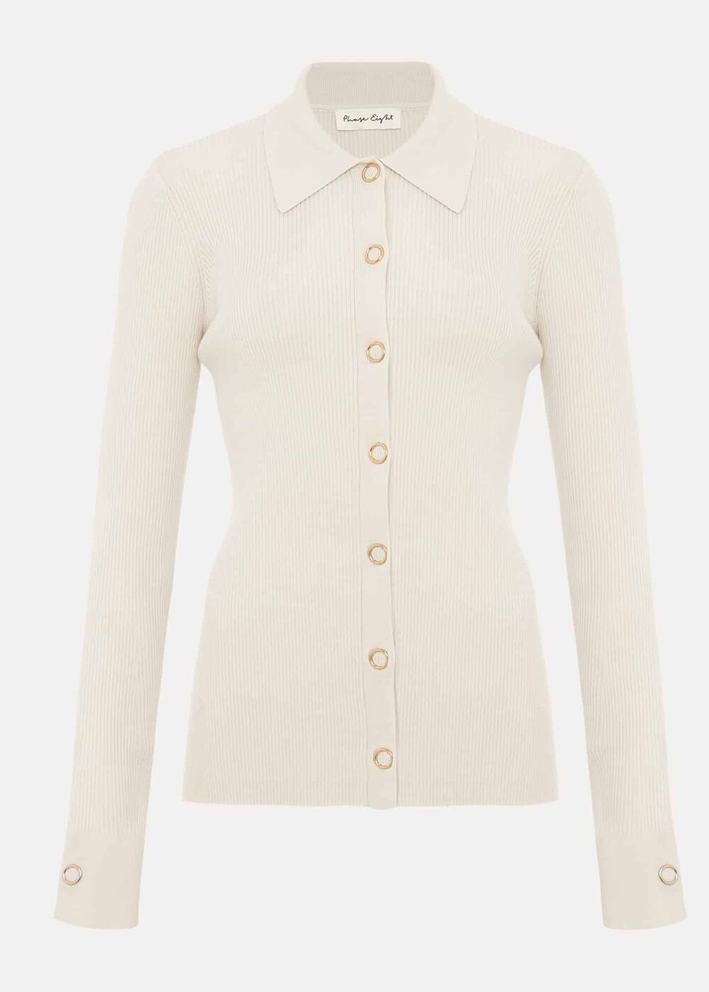 Irina Ribbed Button Detail Knit Top - Ivory