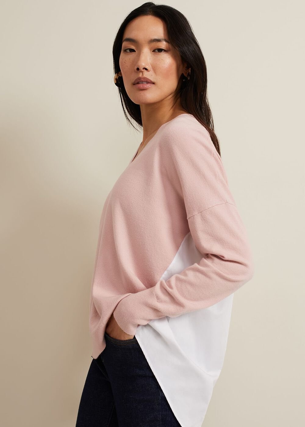 Kienna Woven Back Knit - Pink