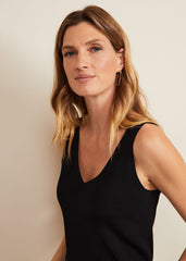Jessie Ribbed V Neck Cami - Black