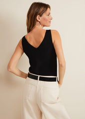 Jessie Ribbed V Neck Cami - Black