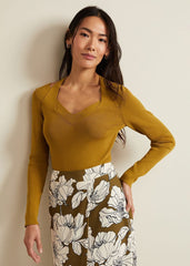 Emily Cut Out Compact Knit Top - Olive