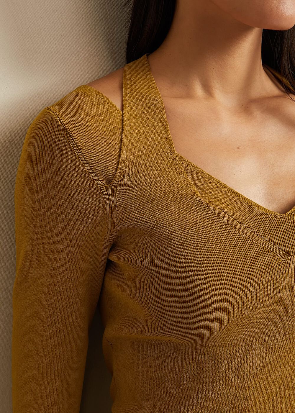 Emily Cut Out Compact Knit Top - Olive