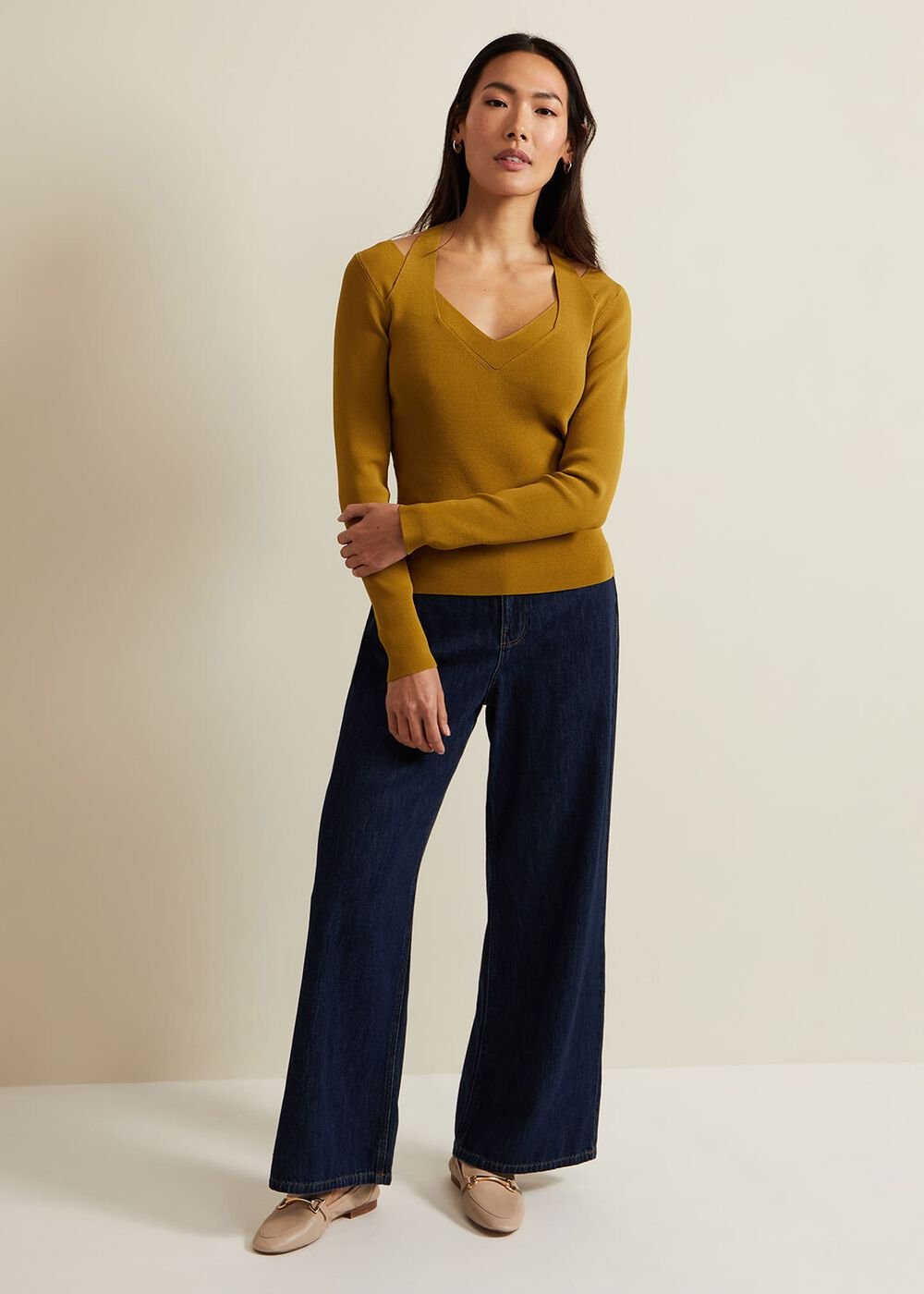 Emily Cut Out Compact Knit Top - Olive
