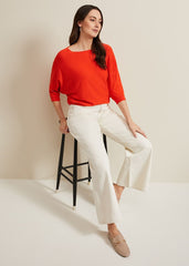 Women's Bright Red Batwing Jumper - Coral