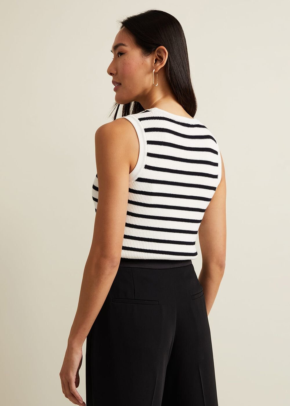Chloe Stripe Vest - Ivory/Navy